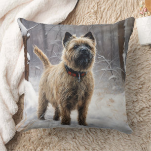 Coussin Cairn Terrier Laissez tomber la neige Noël