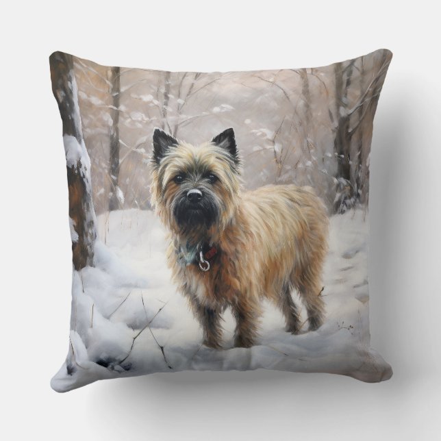 Coussin Cairn Terrier Laissez tomber la neige Noël (Verso)