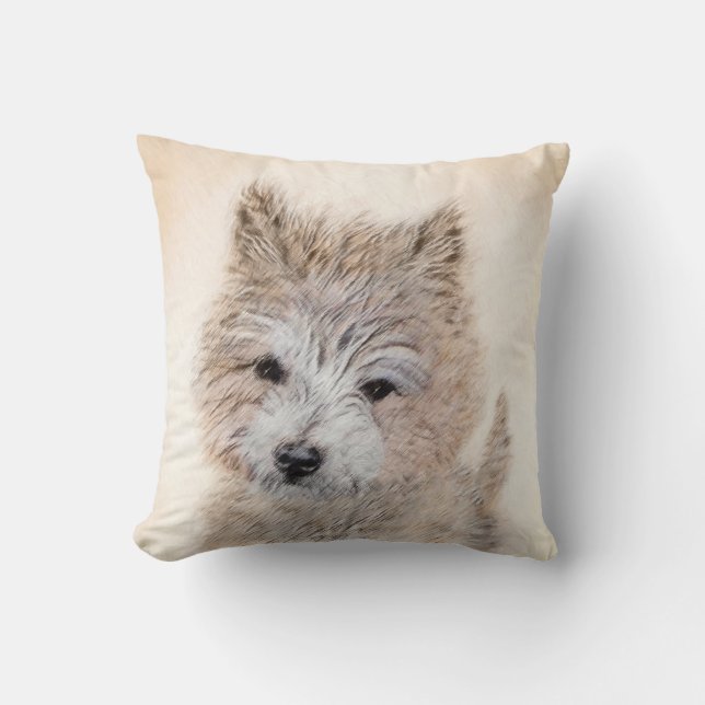 Coussin Cairn Terrier Peinture Chiot - Art Chien original (Recto)