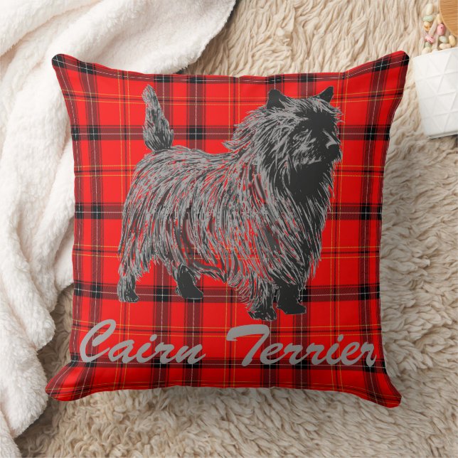 Coussin Cairn Terrier sur Plaid (Couverture)