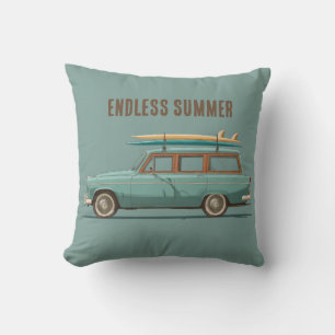 Coussin Caisse de Surf Vintage – Voiture de Plage Rétro