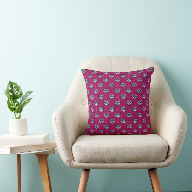 Coussin Calavera Cat Art Motif (Chaise)
