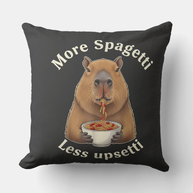 Coussin Calembour de capybara drôle avec des spaghetti - P (Recto)