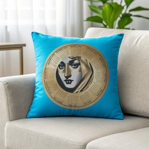 Coussin Calendrier 2026 Femme au visage noir et or