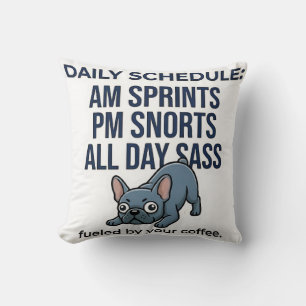 Coussin Calendrier quotidien drôle de Bouledogue français,