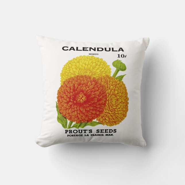 Coussin Calendula Vintage Seed Packet (Recto)