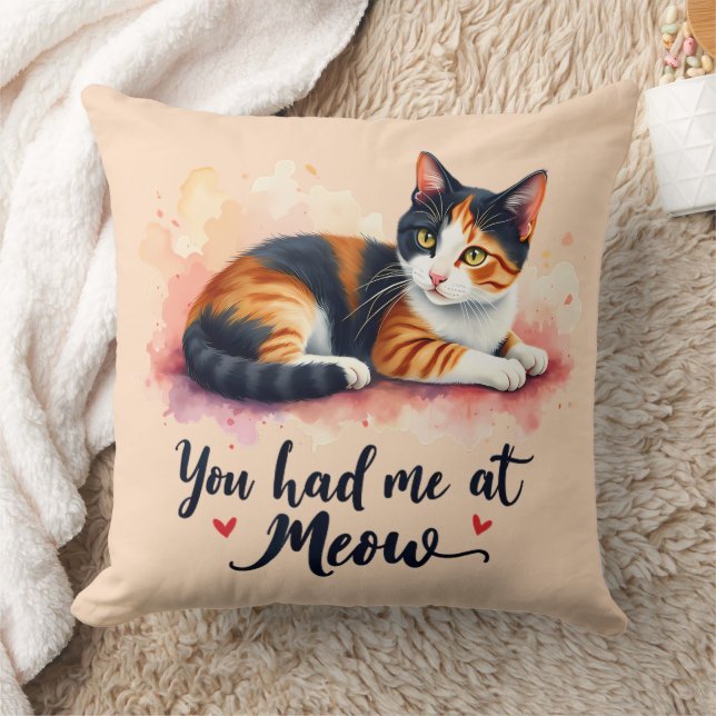 Coussin Calico Cat You eu Me at Meow Watercolor (Couverture)