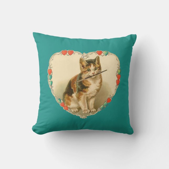 Coussin Calico Kitten dans le coeur (Recto)