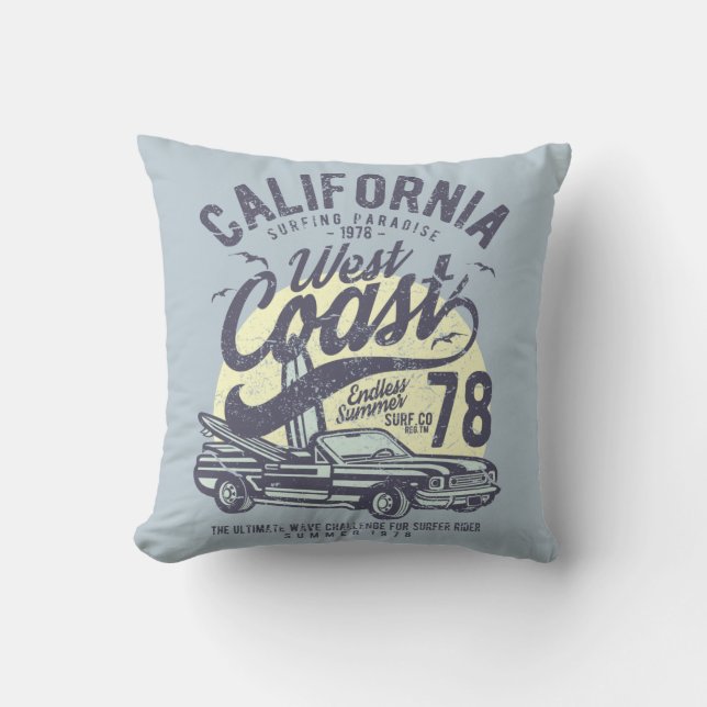 Coussin Californie West Coast Surf Paradise été (Recto)