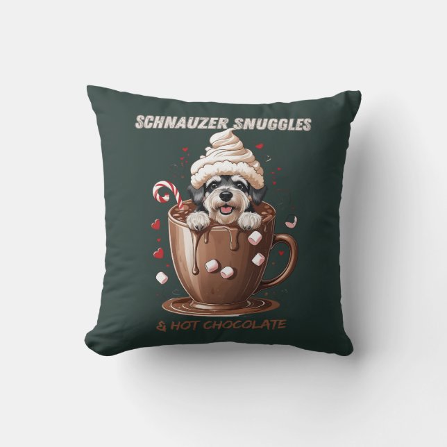 Coussin Câlins de Schnauzer & Chocolat Chaud (Recto)