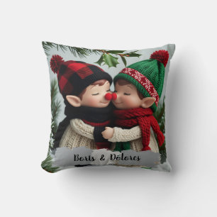 Coussin Câlins d'elfes sous le gui