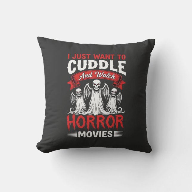 Coussin Câlins et films d'horreur Squelette Halloween  (Recto)