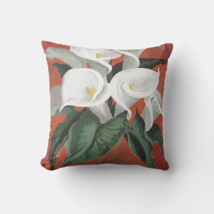 Coussin Calla Lilies Sur Un Arrière - plan Rouge