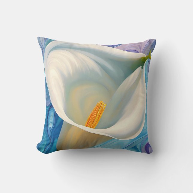 Coussin Calla Lily blanche dans le style Georgia O'Keeffe (Recto)