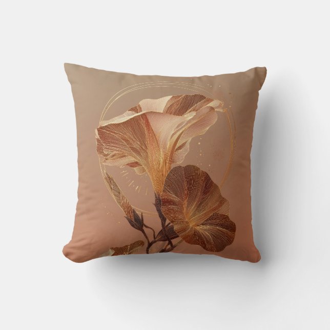 Coussin Calla Lily Botanique Orange Brûlé (Recto)