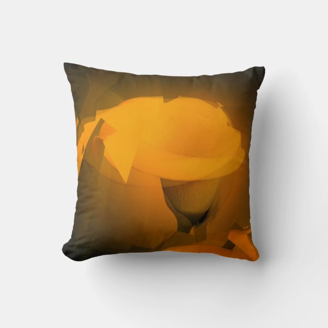 Coussin Calla Lily Effet Cubiste jaune chaud (Recto)