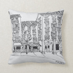 Coussin Calle de Toledo, rue commerçante, Madrid, Espagne