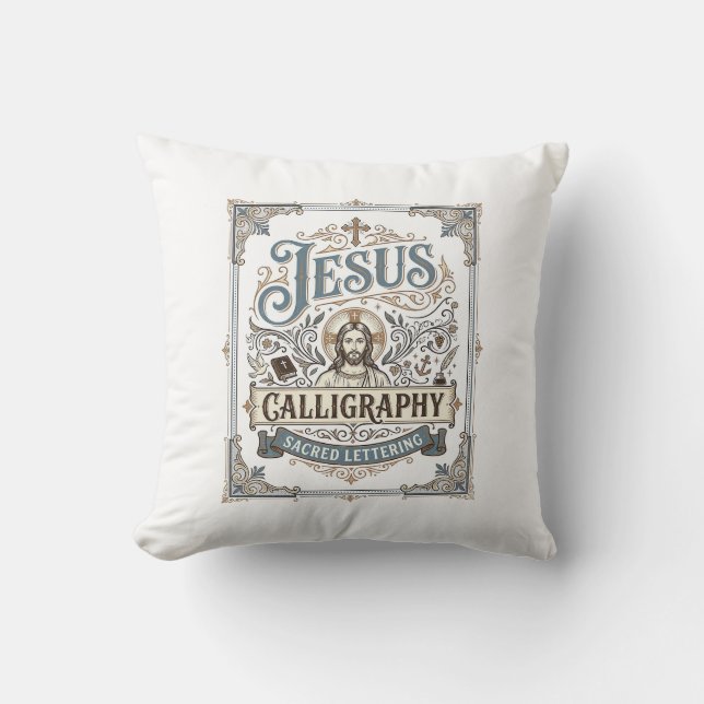 Coussin Calligraphie de Jésus Lettrage sacré Calligraphie  (Recto)