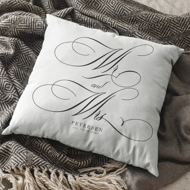 Coussin calligraphie de mariage personnalisée avec le scri (Créateur téléchargé)
