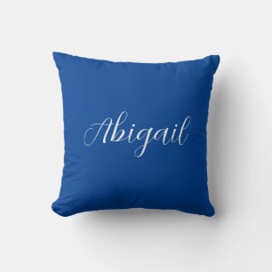 Coussin Calligraphie Elégant Bleu Blanc Plaine Nom simple