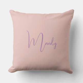 Coussin Calligraphie Élégant Rose Or Plaine Nom simple