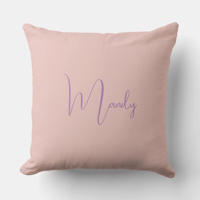 Coussin Calligraphie Élégant Rose Or Plaine Nom simple (Recto)