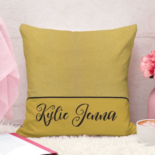 Coussin calligraphie élégante de style doré et noir (Créateur téléchargé)