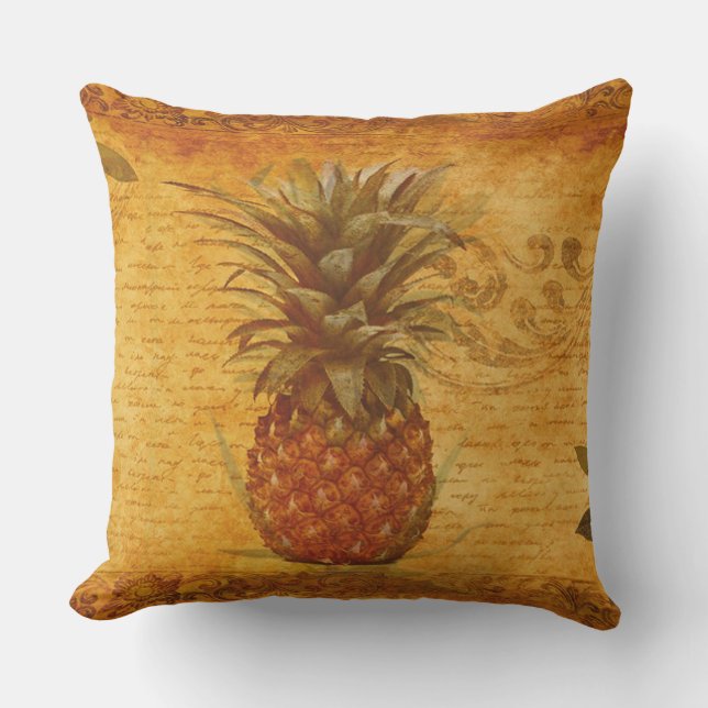 Coussin Calligraphie et ananas Vintage (Recto)
