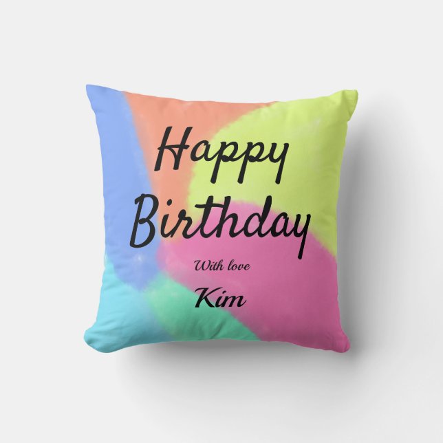 Coussin calligraphie simple et minimale joyeux anniversair (Recto)