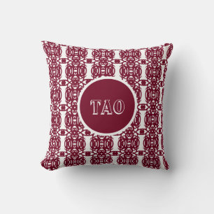 Coussin Calligraphie Tao élégante bordeaux et blanc