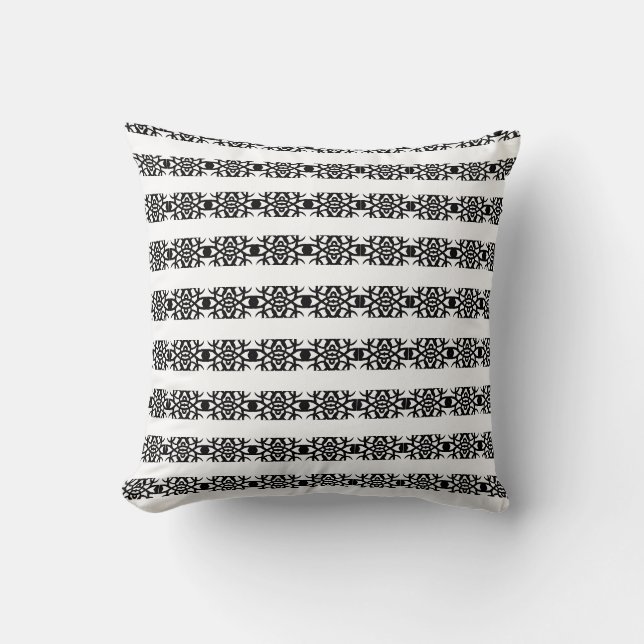 Coussin Calligraphie taoïste élégante noire et blanche mod (Recto)