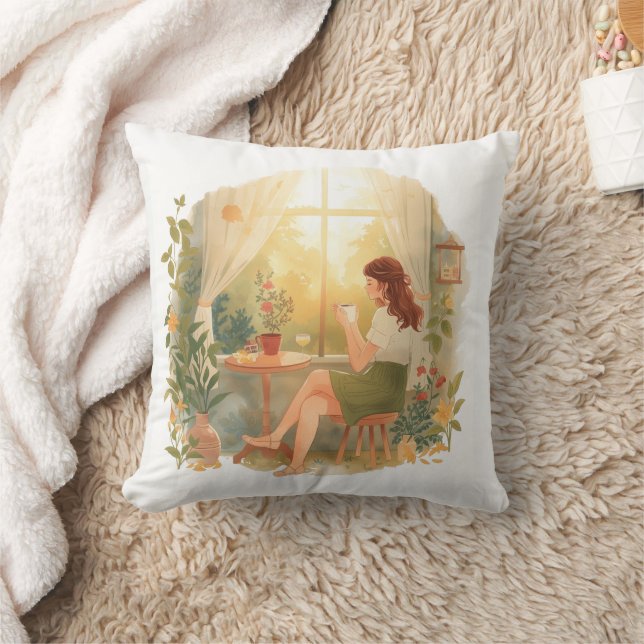 Coussin Calme du matin - Moment de café lunaire (Couverture)