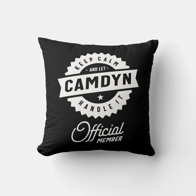 Coussin Camdyn Nom personnalisé Cadeau Anniversaire (Recto)