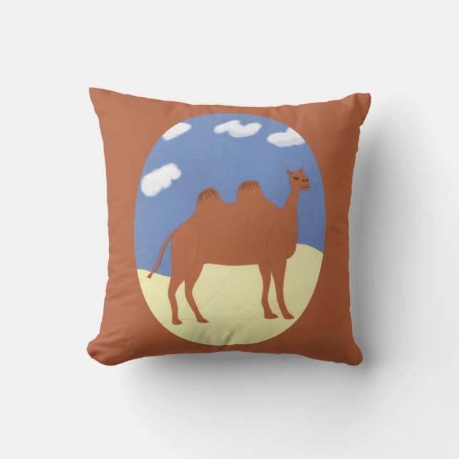 Coussin Camel Whimsical sur les dunes du désert (Recto)