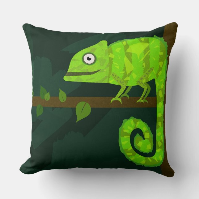 Coussin Caméléon mignon vert (Recto)