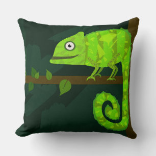 Coussin Caméléon vert mignon