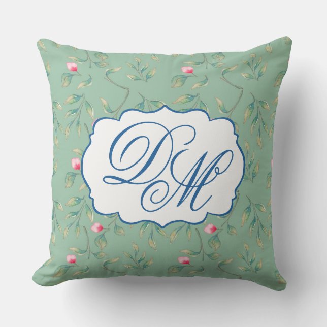 Coussin Cameo Green Wedding Keepsake Throw Pillow (Recto)