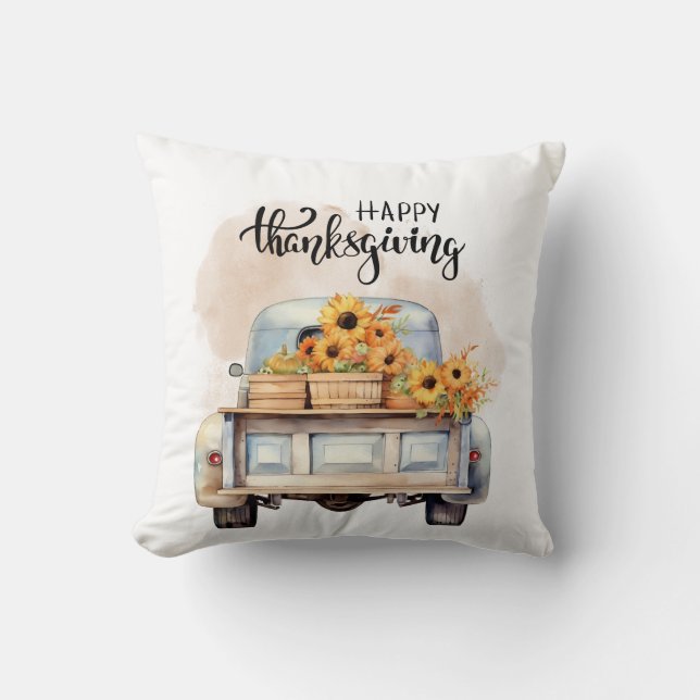 Coussin Camion avec Citrouille sur Country Road Jeter des  (Recto)