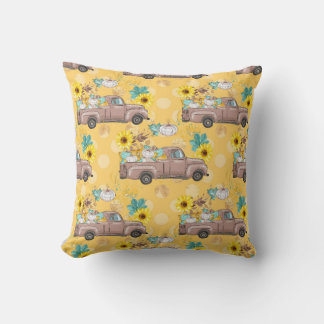 Coussin Camion Brown avec tournesol citrouille Jeter oreil
