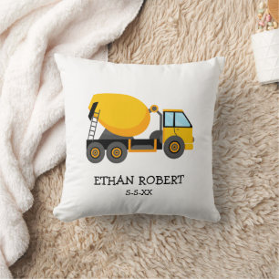 Coussin Camion de construction ciment jaune sur mesure béb