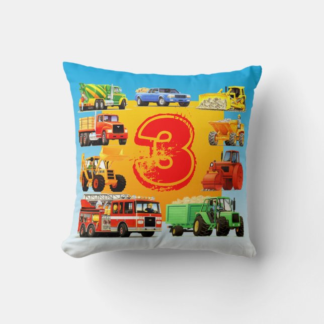 Coussin Camion de construction d'anniversaire de la (Recto)