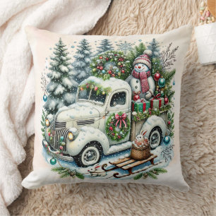 Coussin Camion de fête Vintage Noël