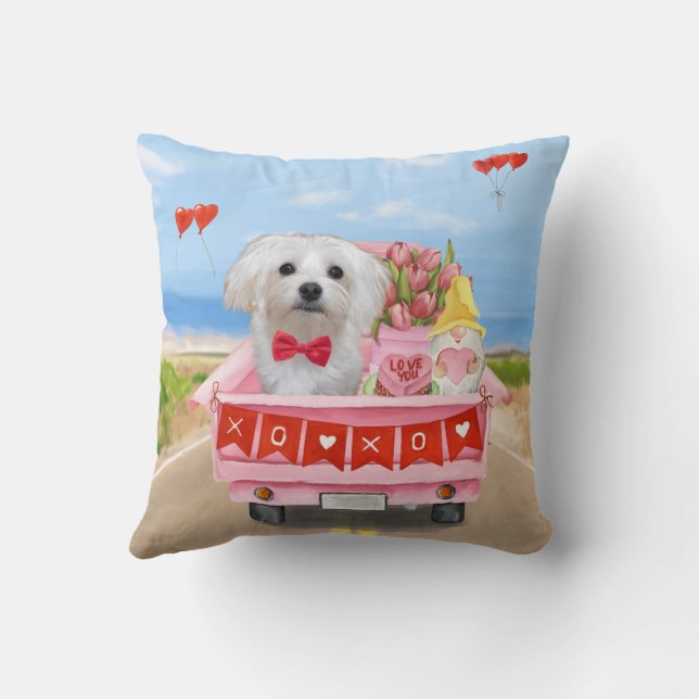Coussin Camion de la Saint-Valentin pour chien maltais (Verso)