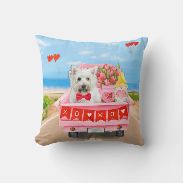 Coussin Camion de la Saint-Valentin pour West Highland Whi (Recto)