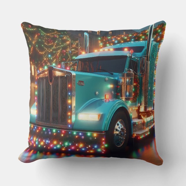 Coussin Camion de Noël avec lumières (Recto)