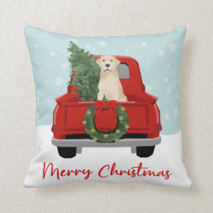 Coussin Camion de Noël du Labrador jaune