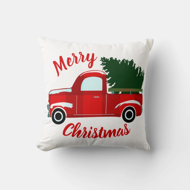 Coussin Camion de Noël Rouge Fête de Noël Russe (Recto)
