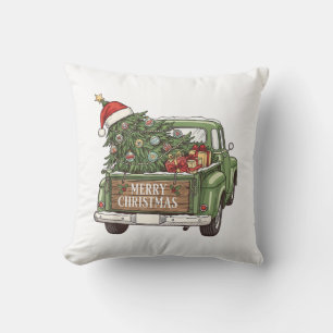 Coussin Camion de Noël Vintage Joyeux Noël Hommes Femmes