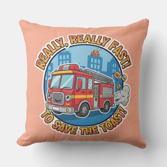 Coussin Camion de pompiers drôle - Vraiment rapide pour sa (Recto)