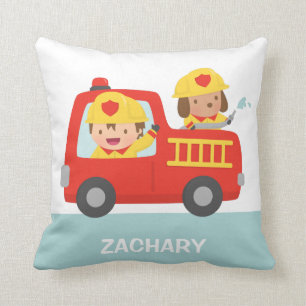 Coussin Camion de pompiers rouge avec décoration de chambr